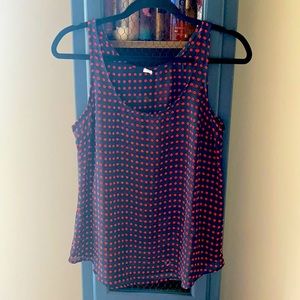 Old Navy Top Dark Navy Blue w/ Red Polka Dots